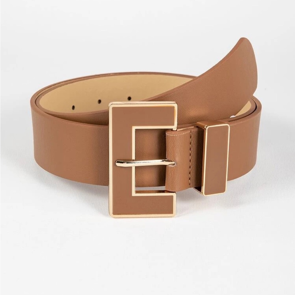 - 1pc Women's Pu Belt With Square Buckle For Daily Wear,